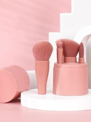 5-Piece Portable Makeup Brush Set with Storage Tube