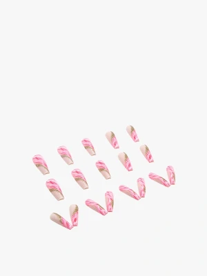 Elegant Pink Marble False Nails