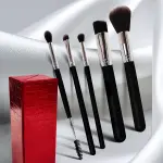 Makeup Brush Gift Set with Red Luxe Box – Face, Eyes & Brows